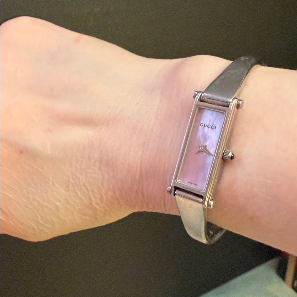 Gucci Mother of Pearl Swiss stainless steel Bracelet Watch Rectangular Dial